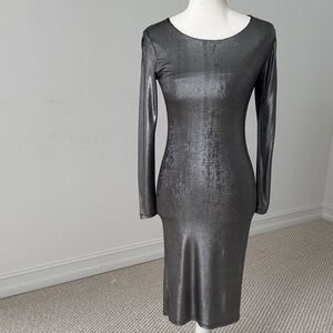 Velvet Torch Shimmering Silver Long Sleeve Dress